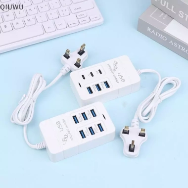QIUWU EU UK Cắm 6 Cổng 35W USB PD - Sạc Nhanh Đa Dụng cho Văn Phòng, Gia Đình, Trường Học, Du Lịch