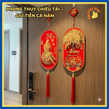 Quả Bầu & Cây Kim Ngân Chiêu Tài - Tranh Treo Tết Thủy May Mắn Năm Mới 308TT