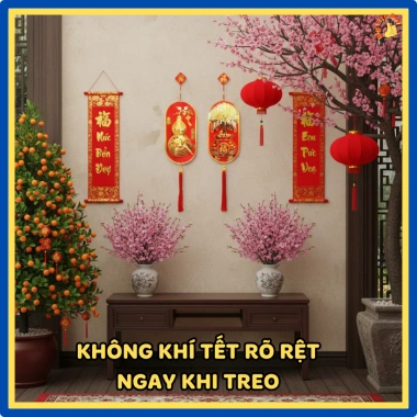 Quả Bầu & Cây Kim Ngân Chiêu Tài - Tranh Treo Tết Thủy May Mắn Năm Mới 308TT