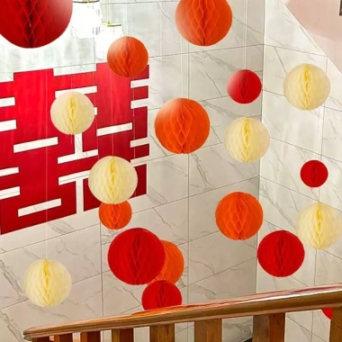 Quả Bóng Đám Cưới YYlingx - Đèn Lồng Đỏ, Bầu Không Khí Lãng Mạn, Tổ Ong DIY, 145,640₫ 6