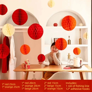 Quả Bóng Đám Cưới YYlingx - Đèn Lồng Đỏ, Bầu Không Khí Lãng Mạn, Tổ Ong DIY, 145,640₫ 10