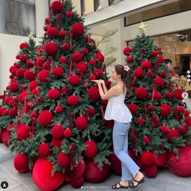 Quả châu đỏ nhung đa kích cỡ - Trang trí cây thông Noel, giá chỉ 19.000đ