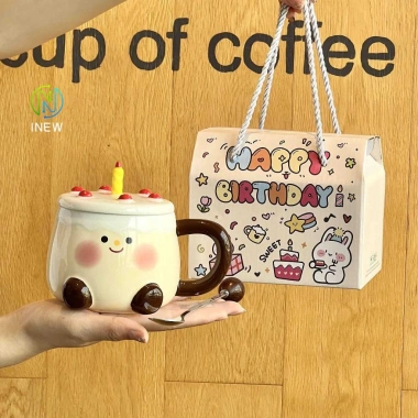 Quà sinh nhật bé gái - Cốc gốm nến dễ thương, có nắp thìa, hộp quà lưu niệm, giá trị cao 10 Quà sinh nhật bé gái - Cốc gốm nến dễ thương, có nắp thìa, hộp quà lưu niệm, giá trị cao 10