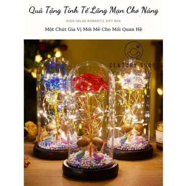 Quà sinh nhật lãng mạn: Đèn LED hoa hồng trong kính Century - Giá ưu đãi 88.900₫