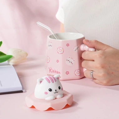 Quà tặng cốc ly sứ nắp cao su 3.218 + ống hút thủy tinh - Gốm sứ SH, 81.200₫ 6