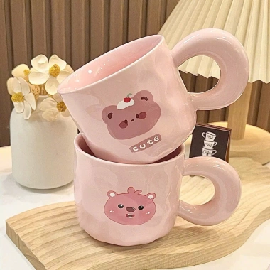 Quà tặng cốc sứ 420ml nắp + muỗng cao cấp, set túi hoạ tiết hoạt hình - 140.000 VND 6