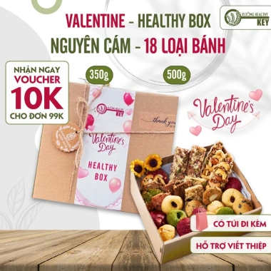 Quà tặng người yêu Valentine Box 18 vị Healthy Key nguyên cám mix hạt EatClean