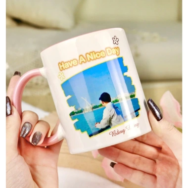 Quà Tặng Valentine Cốc Ly Sứ Hồng Cao Cấp In Ảnh Theo Yêu Cầu Dành Cho Người Yêu & Bạn Gái 2