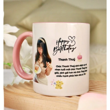 Quà Tặng Valentine Cốc Ly Sứ Hồng Cao Cấp In Ảnh Theo Yêu Cầu Dành Cho Người Yêu & Bạn Gái 3