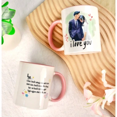 Quà Tặng Valentine Cốc Ly Sứ Hồng Cao Cấp In Ảnh Theo Yêu Cầu Dành Cho Người Yêu & Bạn Gái 4