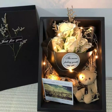 Quà Tặng Valentine YangYang Hoa Hồng Sáp Đèn LED và Gấu - Dành Cho Người Yêu 14/2