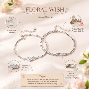 Quà Valentine Vòng Tay Đôi Titan Không Gỉ Tặng Người Yêu Hoa Lưu Ly Dilys MF05 67.500đ