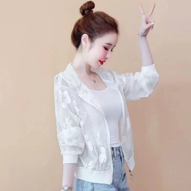 Quần áo chống nắng ren nữ mùa hè, plus size lưới mỏng ngắn, mũ trùm đầu, giá 222.445 VND 5
