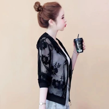 Quần áo chống nắng ren nữ mùa hè, plus size lưới mỏng ngắn, mũ trùm đầu, giá 222.445 VND 6
