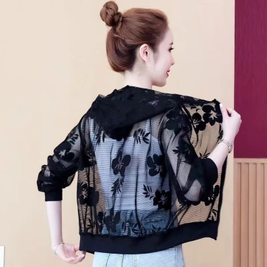Quần áo chống nắng ren nữ mùa hè, plus size lưới mỏng ngắn, mũ trùm đầu, giá 222.445 VND 8