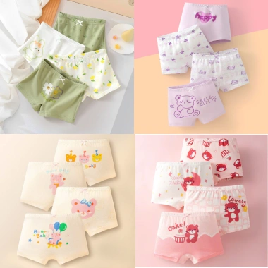 Quần chip đùi tam giác bé gái cotton kháng khuẩn với hình dễ thương Ebestore 3