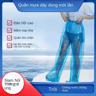 Quần đi mưa bọc giày dày dùng 1 lần cho nam nữ, không thấm nước, thích hợp xe máy du lịch