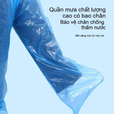Quần đi mưa bọc giày dày dùng 1 lần cho nam nữ, không thấm nước, thích hợp xe máy du lịch