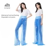 Quần đi mưa dùng một lần dày chân, áo mưa trong suốt du lịch ngoài trời, chống thấm, phù hợp xe đạp