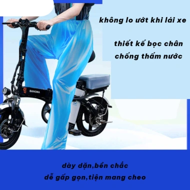 Quần đi mưa trong suốt chống thấm, gấp gọn tiện lợi cho xe máy & du lịch - 2 chiếc