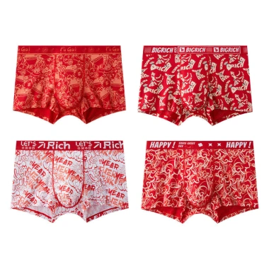 Quần Đùi Nam Cotton Đỏ Cưới Tết In Hình Thân Da Chống Khuẩn Boxer Giá 95.904₫