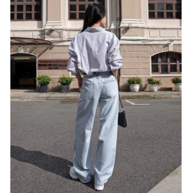 Quần Jean Nữ WLJ.0 Limited Blue Wide Leg Ống Rộng Lưng Cao – Xanh Sáng Bạc 439k 5