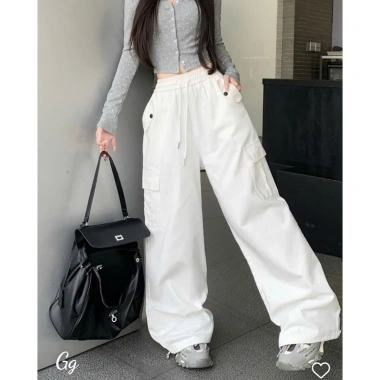 Quần Jogger Nữ Ống Rộng Túi Hộp Thun Co Giãn Thoải Mái - Chất Tuyết Mưa UNIPHOOK