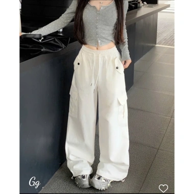 Quần Jogger Nữ Ống Rộng Túi Hộp Thun Co Giãn Thoải Mái - Chất Tuyết Mưa UNIPHOOK