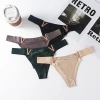Quần lót nữ lụa bóng không viền chữ V, bikini cạp kim loại thể thao gợi cảm - Giá chỉ 55.000₫ 2