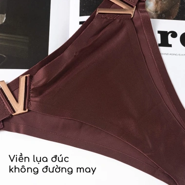 Quần lót nữ lụa bóng không viền chữ V, bikini cạp kim loại thể thao gợi cảm - Giá chỉ 55.000₫ 5