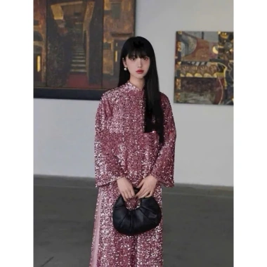 Quần nhung sequin kim sa công nghệ, nhiều màu bling bling, phù hợp sân khấu và ngày Tết - kèm áo dài, giảm giá 20% 2