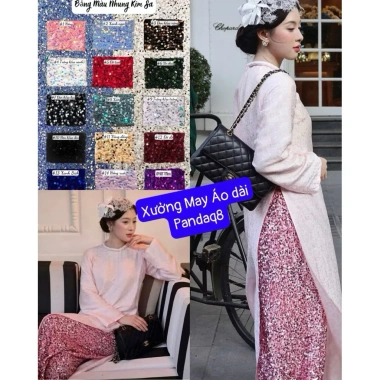 Quần nhung sequin kim sa công nghệ, nhiều màu bling bling, phù hợp sân khấu và ngày Tết - kèm áo dài, giảm giá 20% 6