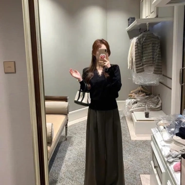 Quần ống rộng nữ lưng cao vải dạ Chun dài 104cm, Form rộng SUGAL 151 hàng loại 1 - giảm giá Tết 189k 9