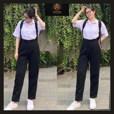 Quần Tây Nữ Cạp Siêu Cao Dáng Baggy, Nút Giữa Lưng, Bigsize, Sale Tết 121k