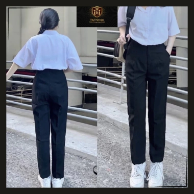 Quần Tây Nữ Cạp Siêu Cao Dáng Baggy, Nút Giữa Lưng, Bigsize, Sale Tết 121k