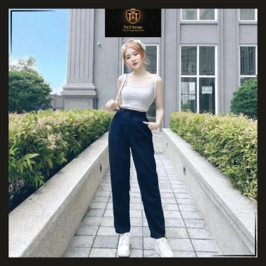 Quần Tây Nữ Cạp Siêu Cao Dáng Baggy, Nút Giữa Lưng, Bigsize, Sale Tết 121k