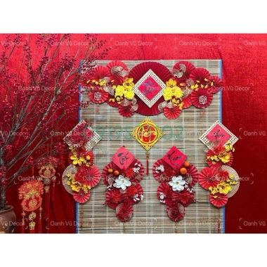 Quạt Decor Tết Đỏ Hoa Mai size đại 2.026 - Giá ưu đãi 158.000đ, giảm so với 205.400đ