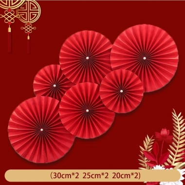 Quạt giấy đỏ Phương Decor - Phụ kiện trang trí Tết, lễ hội, giá 20.000₫ 5