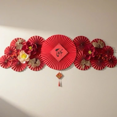 Quạt Hồng Trang Trí Tết Cỡ Lớn Set Nguyên Liệu Quạt Hoa Decor, Giấy Gấp Sẵn, Hoa Phụ Kiện Sang Trọng, Giá 99.900đ