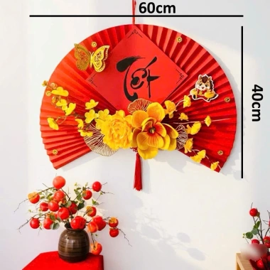 Quạt Hồng Trang Trí Tết Cỡ Lớn Set Nguyên Liệu Quạt Hoa Decor, Giấy Gấp Sẵn, Hoa Phụ Kiện Sang Trọng, Giá 99.900đ