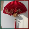 Quạt kim tuyến đỏ 50cm VELVET treo cửa decor tết sang trọng, xinh xắn 3