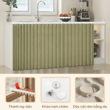 Rèm vải chống thấm nước xếp gọn, ray chạy – thích hợp nhà bếp, kệ giày, tủ – 188.888 VND 6