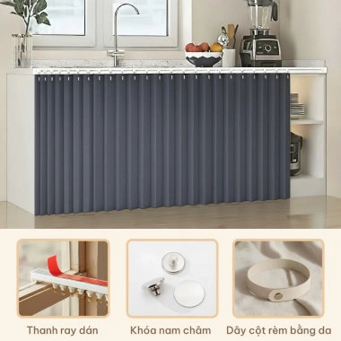 Rèm vải chống thấm nước xếp gọn, ray chạy – thích hợp nhà bếp, kệ giày, tủ – 188.888 VND 8
