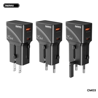 REMAX CM03 Bộ sạc du lịch đa năng 2.500W+25W A+C - Sạc nhanh, an toàn, giá 262.000 VNĐ