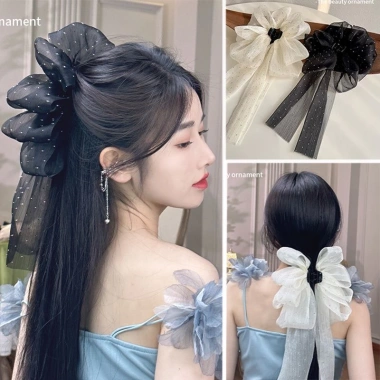 Ren Bóng Bóng Kẹp Tóc Móng Vuốt Nơ Lớn Cho Bé Gái Thời Trang Vải Xếp Ly Giá 53.449đ