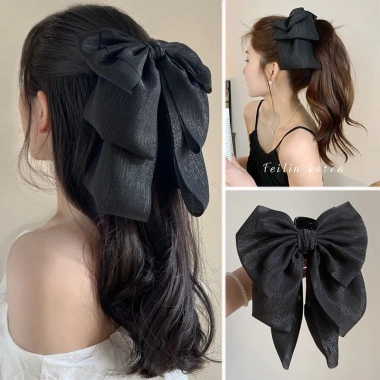 Ren Bóng Bóng Kẹp Tóc Móng Vuốt Nơ Lớn Cho Bé Gái Thời Trang Vải Xếp Ly Giá 53.449đ