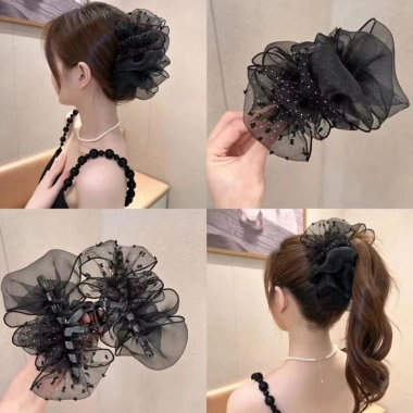 Ren Bóng Bóng Kẹp Tóc Móng Vuốt Nơ Lớn Cho Bé Gái Thời Trang Vải Xếp Ly Giá 53.449đ