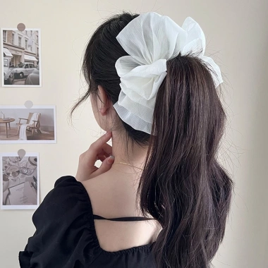 Ren Bóng Bóng Kẹp Tóc Móng Vuốt Nơ Lớn Cho Bé Gái Thời Trang Vải Xếp Ly Giá 53.449đ