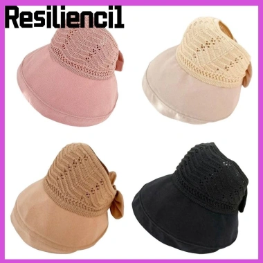 RESILIENCI1 Mũ dệt kim nơ ngư dân Unisex - Che nắng UV, rỗng, vành rộng, thoáng khí Panama