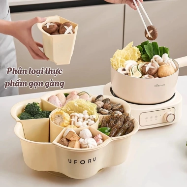 Rổ Đựng Rau Lẩu Chia Ngăn + Khay Xoay 360 HANU – Khay Bánh Mứt Kẹo Tết Hình Hoa Giá 176.000 3
